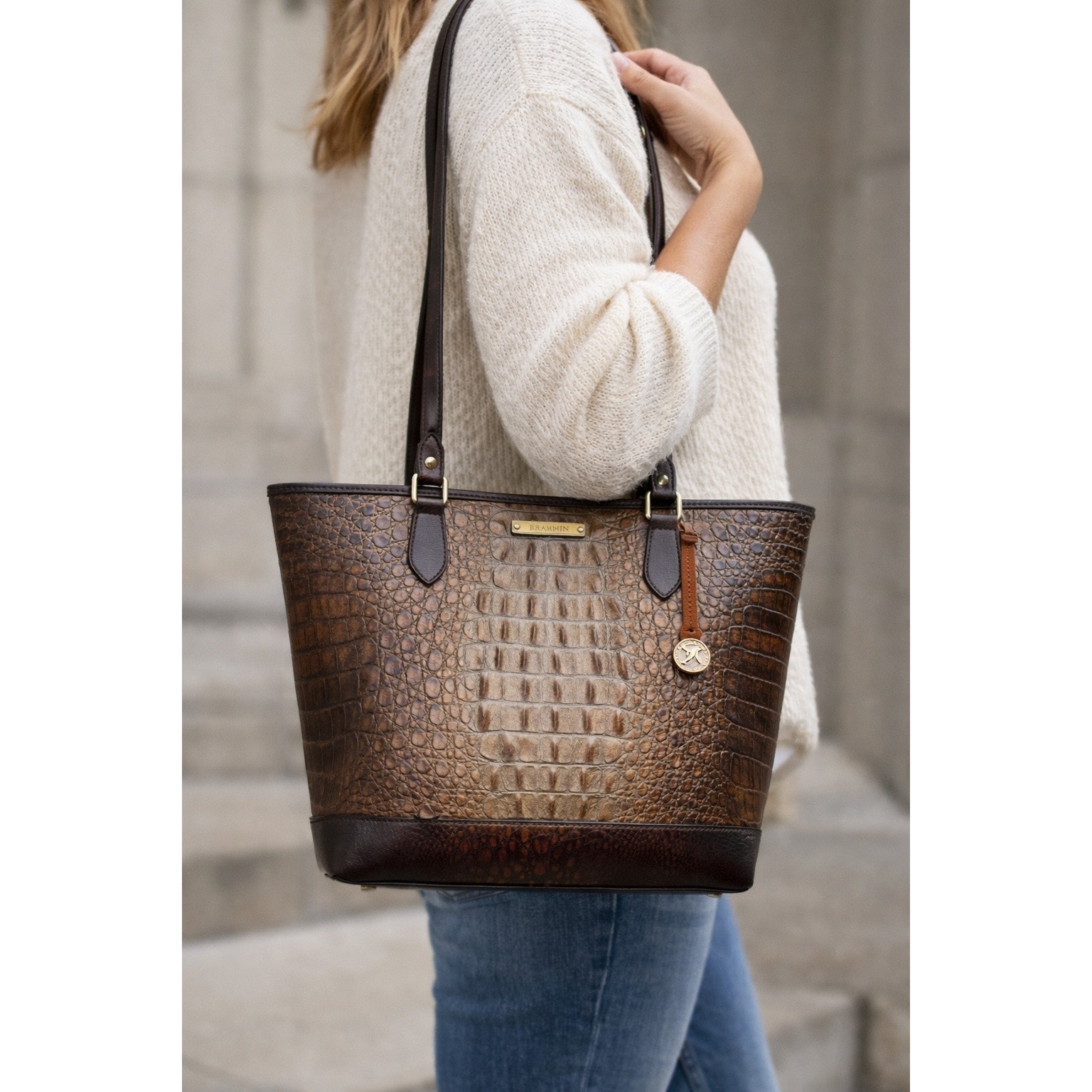 Brahmin Mini Asher Melba Croc Embossed Leather Tote